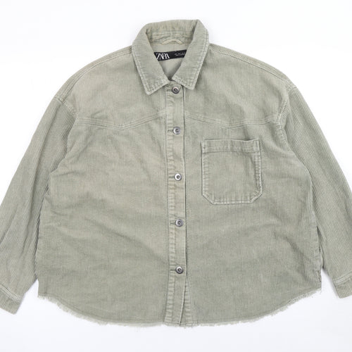 ZARA Women’s Green Corduroy Button Jacket Size L Casual