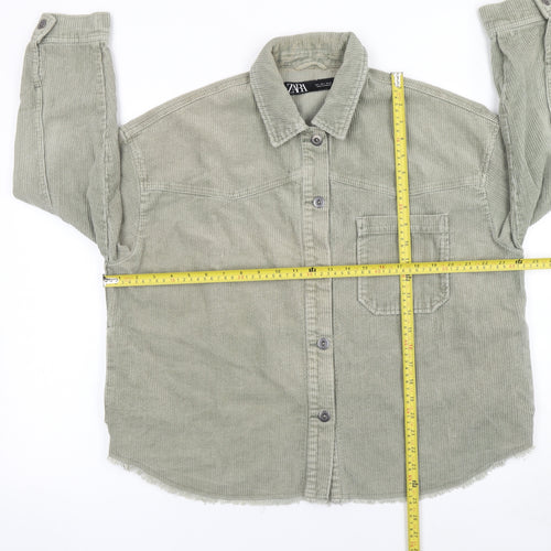 ZARA Women’s Green Corduroy Button Jacket Size L Casual