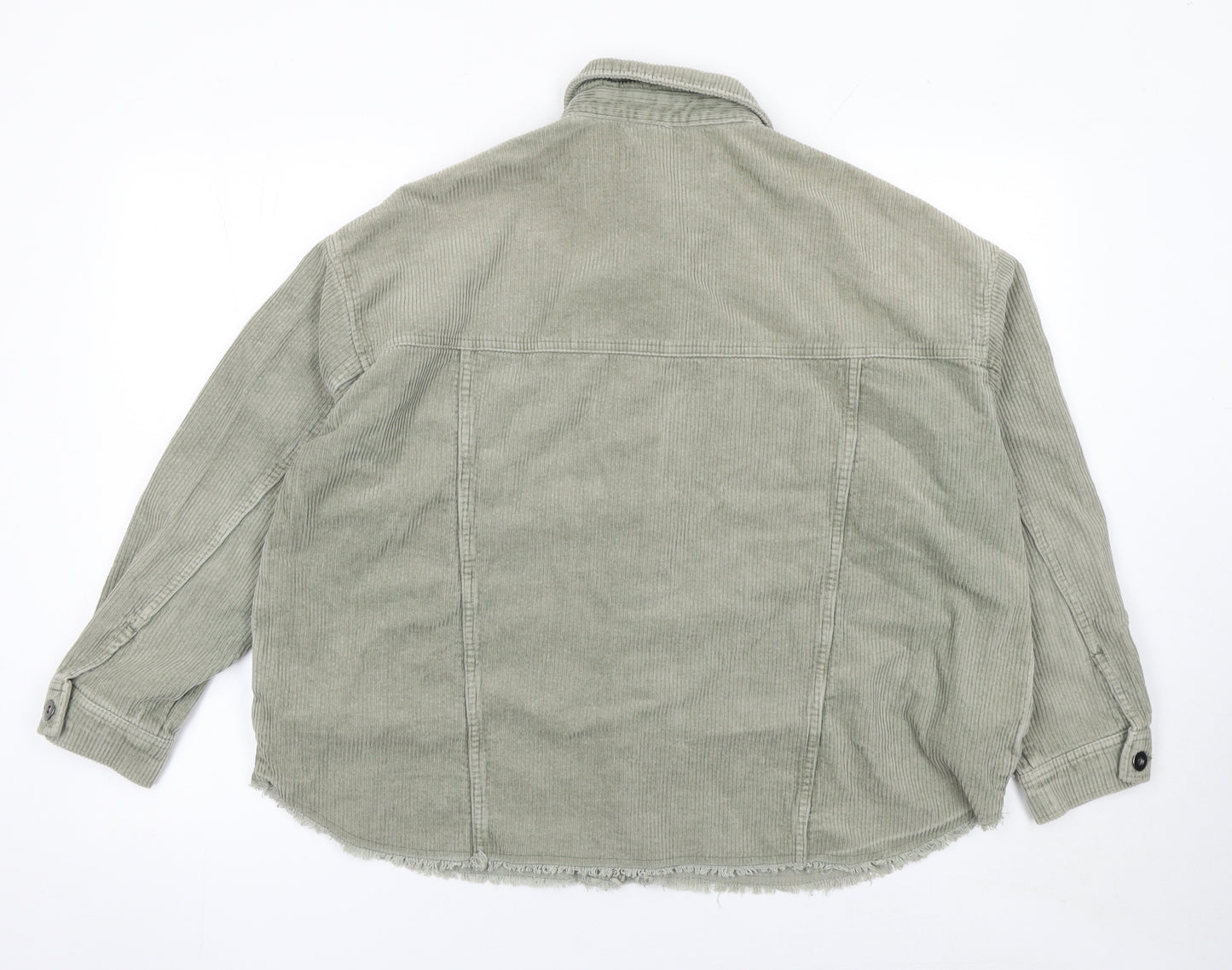 ZARA Women’s Green Corduroy Button Jacket Size L Casual