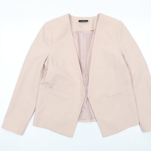 Wallis Women Beige Regular Fit Lined Blazer Jacket Size 14