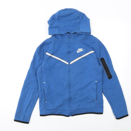 Nike Boys Blue Full Zip Hoodie L 147-158cm Reflective Trim Sportswear