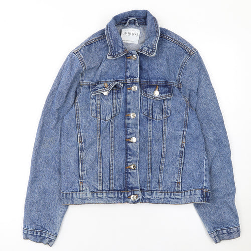 Denim Co Women Blue Denim Jacket UK 10 Classic Long Sleeve