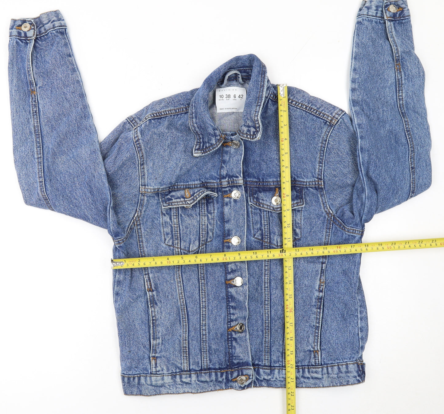 Denim Co Women Blue Denim Jacket UK 10 Classic Long Sleeve
