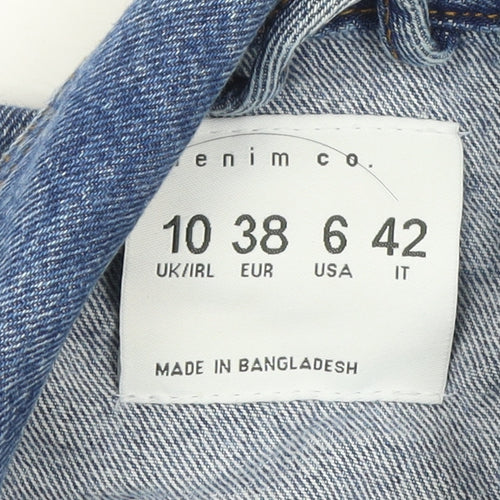 Denim Co Women Blue Denim Jacket UK 10 Classic Long Sleeve