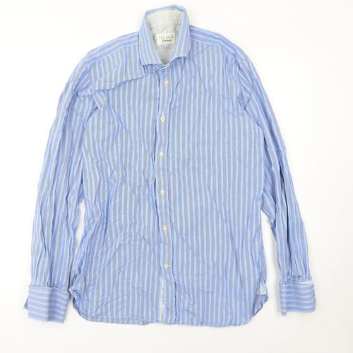 Ted Baker Men's Blue Striped Cotton Dress Shirt Size 16 Classic Fit