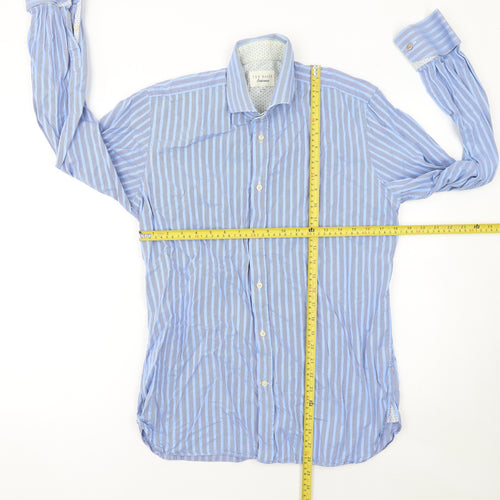 Ted Baker Men's Blue Striped Cotton Dress Shirt Size 16 Classic Fit