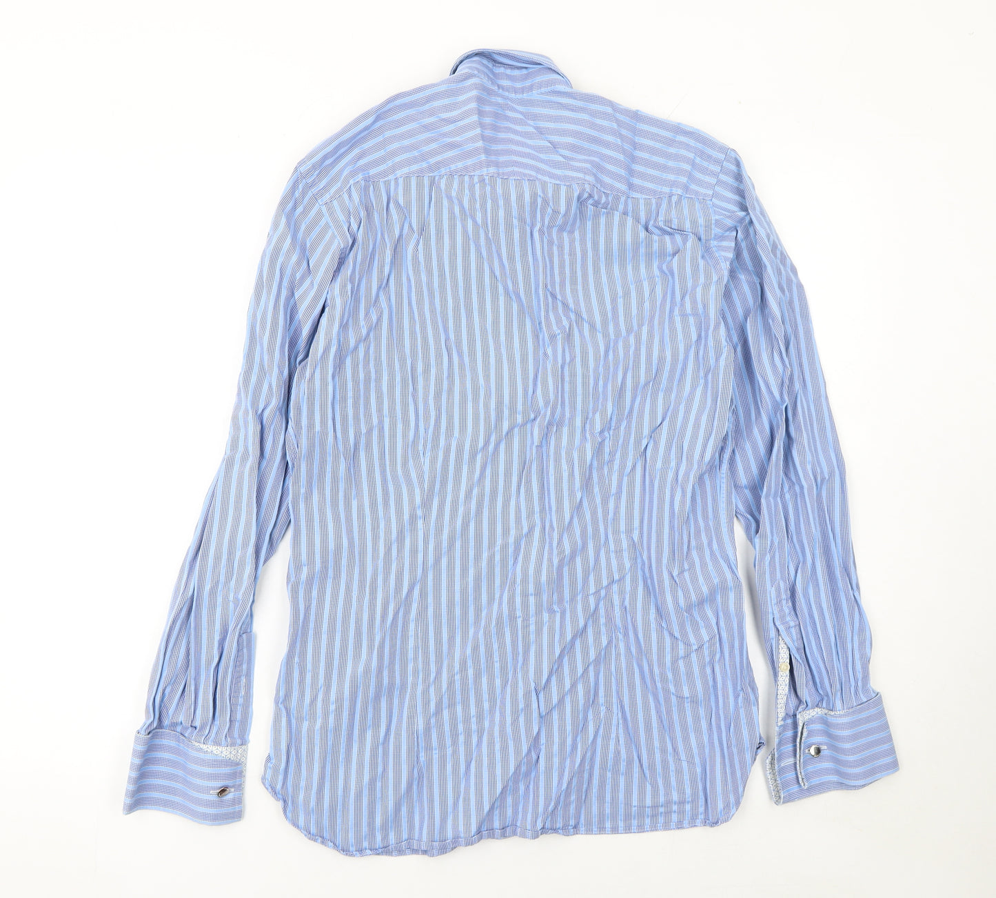 Ted Baker Men's Blue Striped Cotton Dress Shirt Size 16 Classic Fit