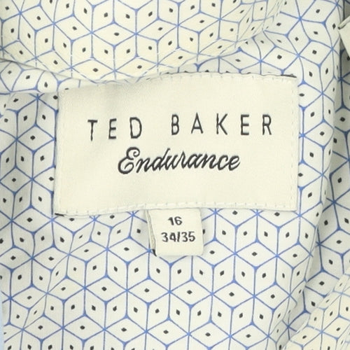Ted Baker Men's Blue Striped Cotton Dress Shirt Size 16 Classic Fit