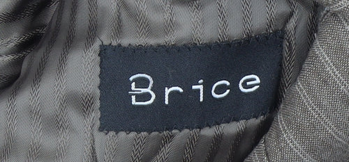 Brice Men Brown Striped Linen Regular Fit Blazer Size 56