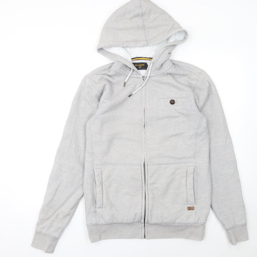 Billabong Men's Grey Full Zip Fleece Lined Hoodie Size S Surf Style