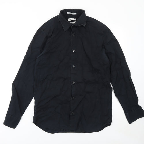 Calvin Klein Men's Black Slim Fit Long Sleeve Button-Up Shirt Size S