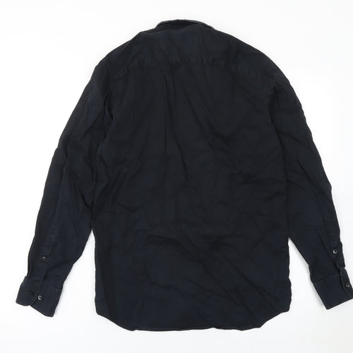 Calvin Klein Men's Black Slim Fit Long Sleeve Button-Up Shirt Size S