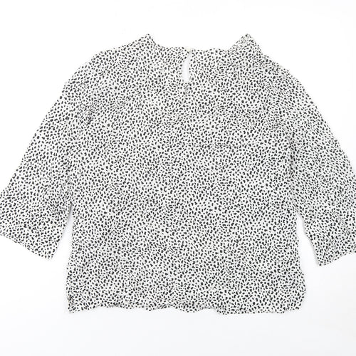 Riani Women’s White Black Animal Print Viscose Wrap Blouse Size 10
