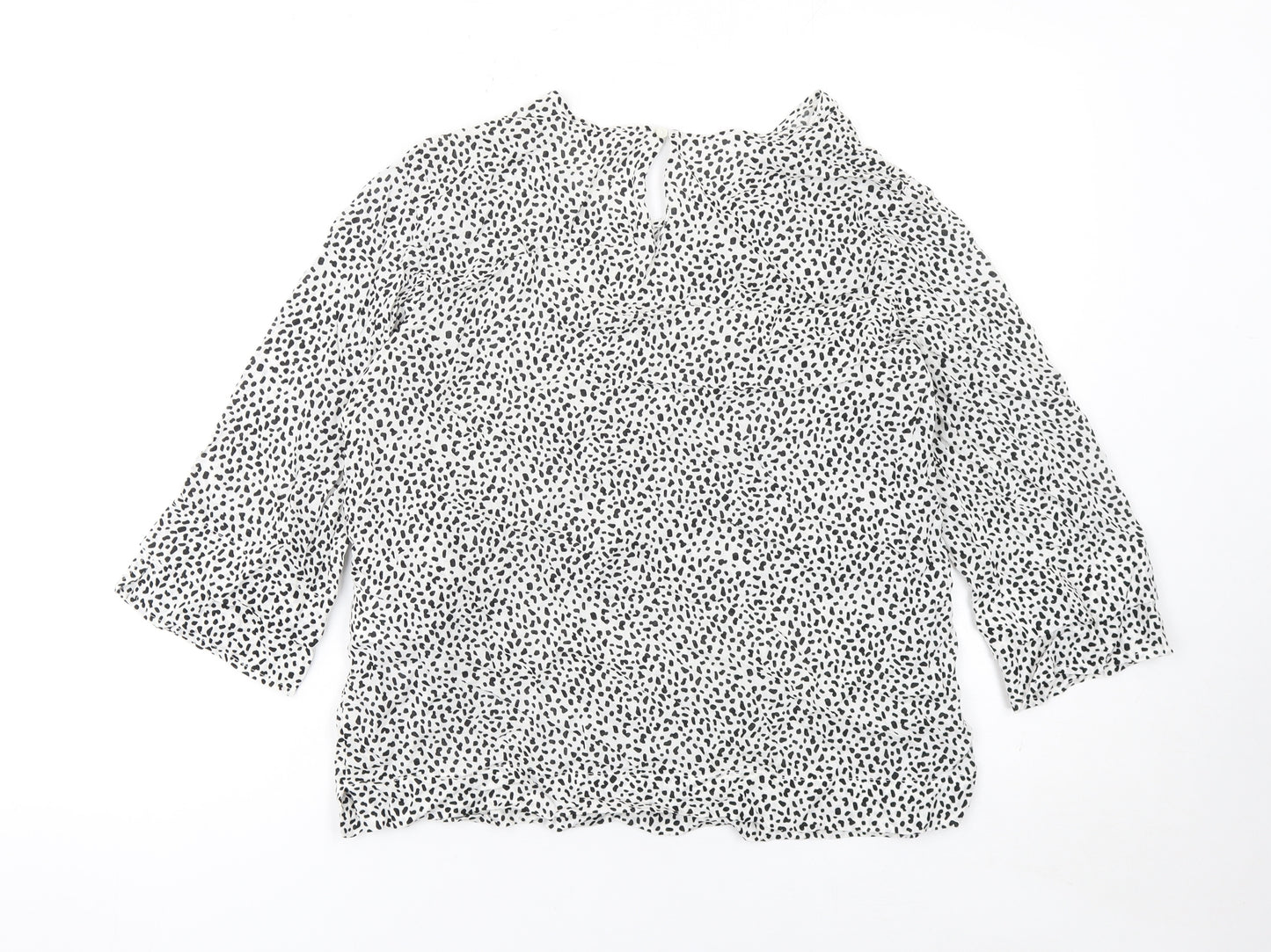 Riani Women’s White Black Animal Print Viscose Wrap Blouse Size 10