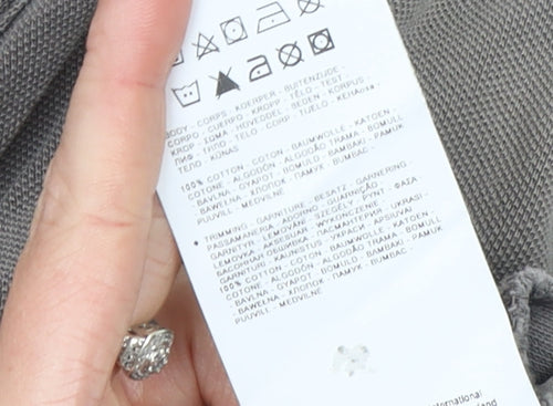 Napapijri Men's Grey Long Sleeve Polo Shirt XL 100% Cotton