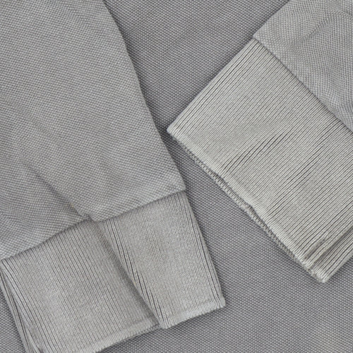 Napapijri Men's Grey Long Sleeve Polo Shirt XL 100% Cotton