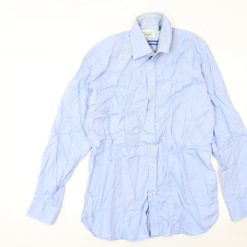 Ted Baker Men’s Blue Cotton Long Sleeve Button-Up Shirt 16.5in