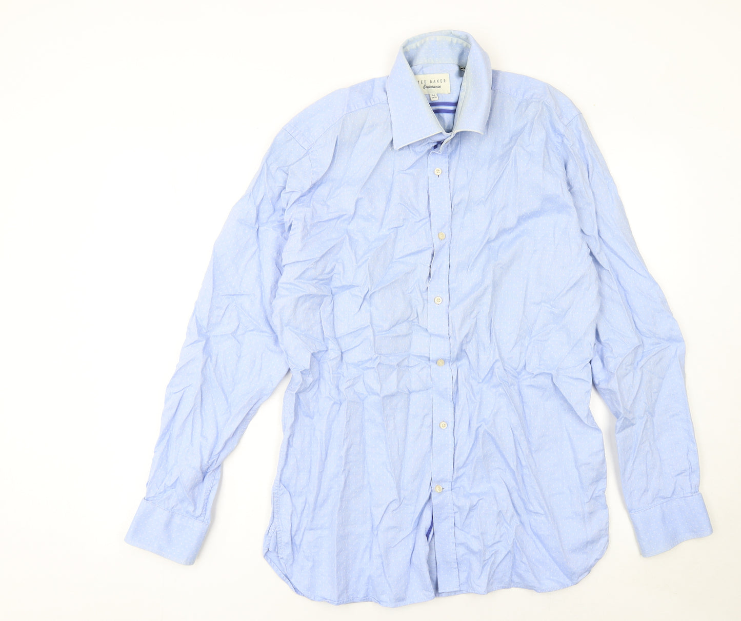 Ted Baker Men’s Blue Cotton Long Sleeve Button-Up Shirt 16.5in