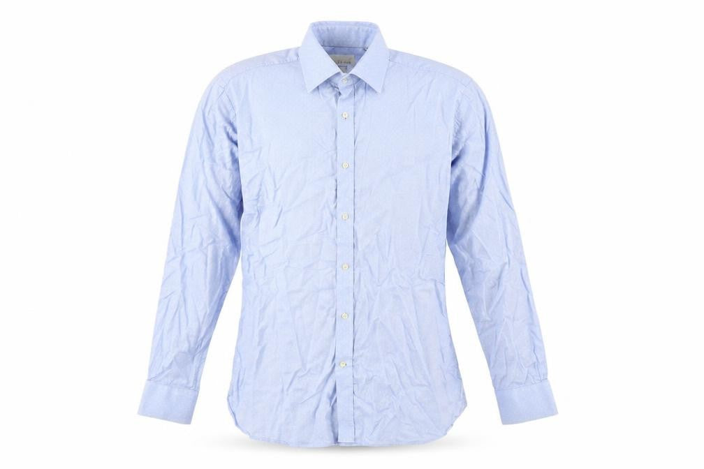 Front view of Ted Baker Men’s Blue Cotton Long Sleeve Button-Up Shirt 16.5in