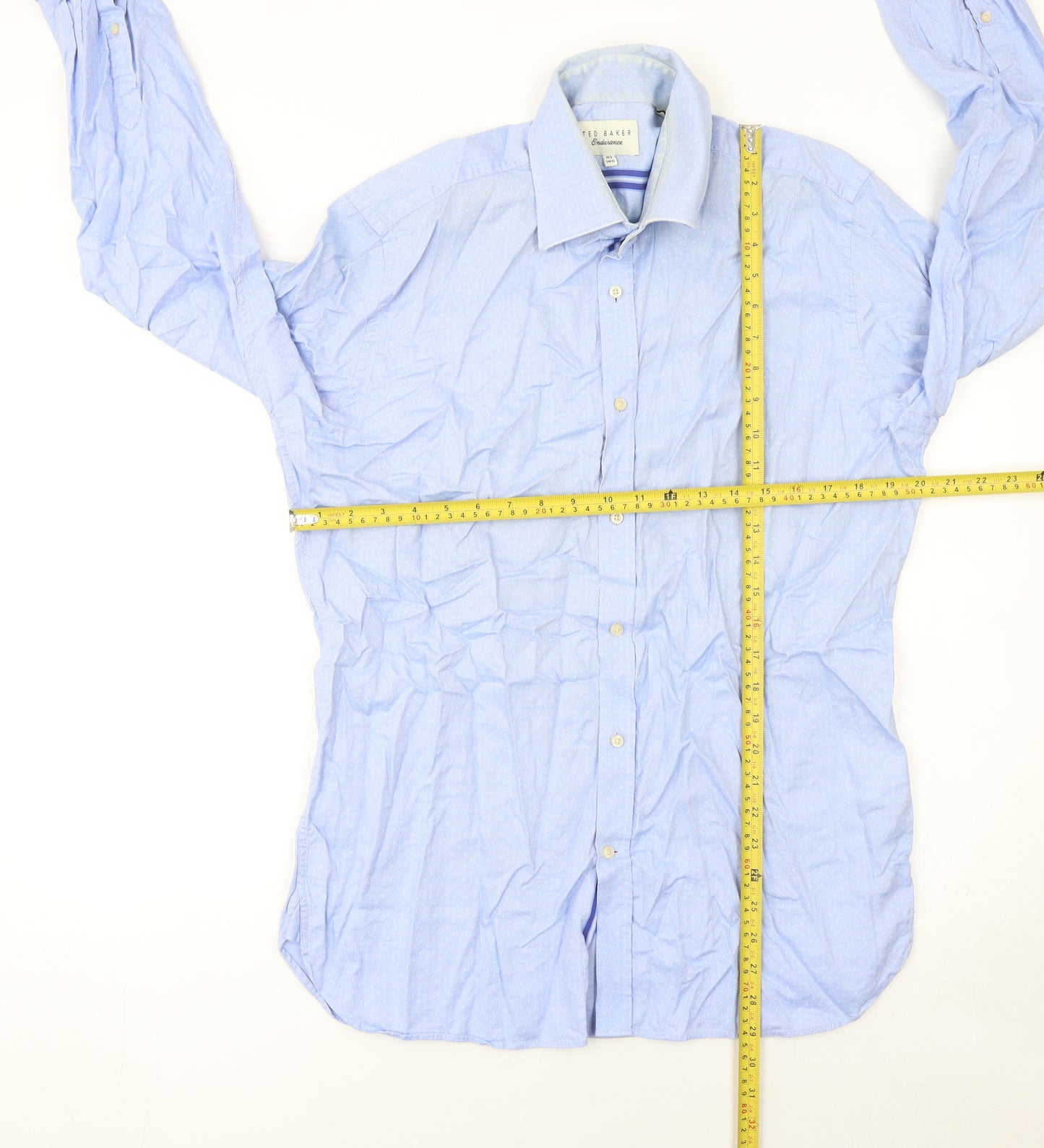Ted Baker Men’s Blue Cotton Long Sleeve Button-Up Shirt 16.5in
