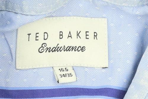 Ted Baker Men’s Blue Cotton Long Sleeve Button-Up Shirt 16.5in