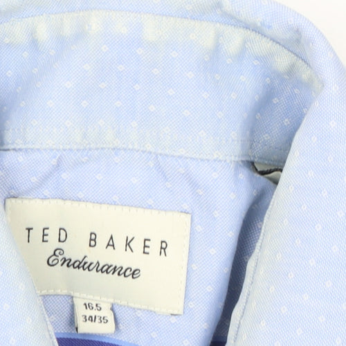 Ted Baker Men’s Blue Cotton Long Sleeve Button-Up Shirt 16.5in
