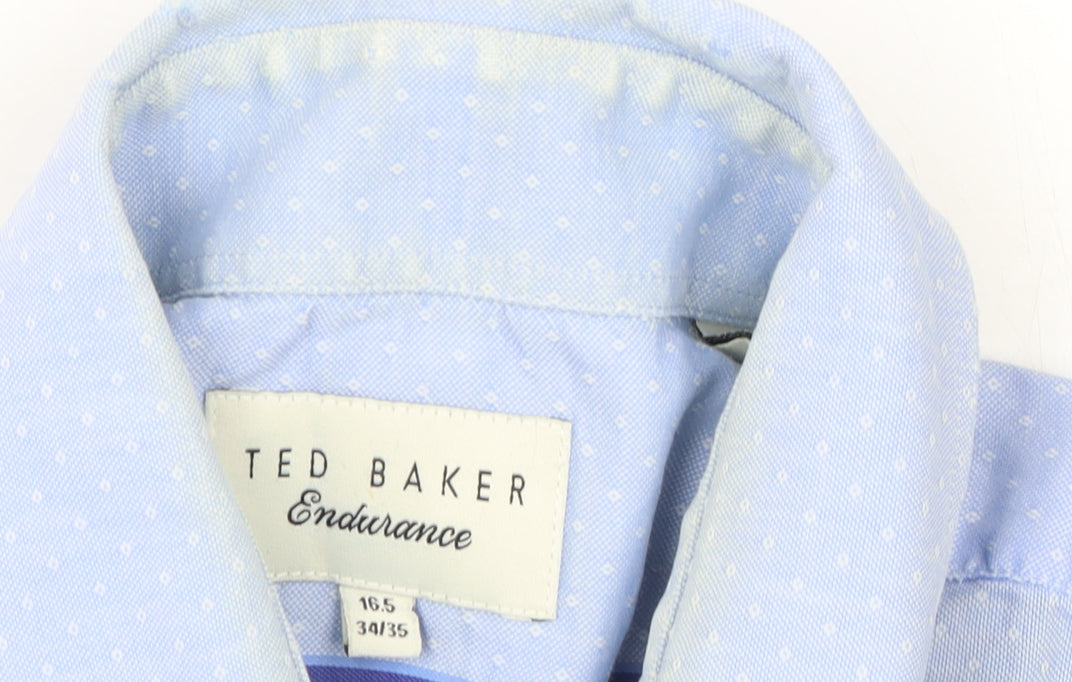 Ted Baker Men’s Blue Cotton Long Sleeve Button-Up Shirt 16.5in