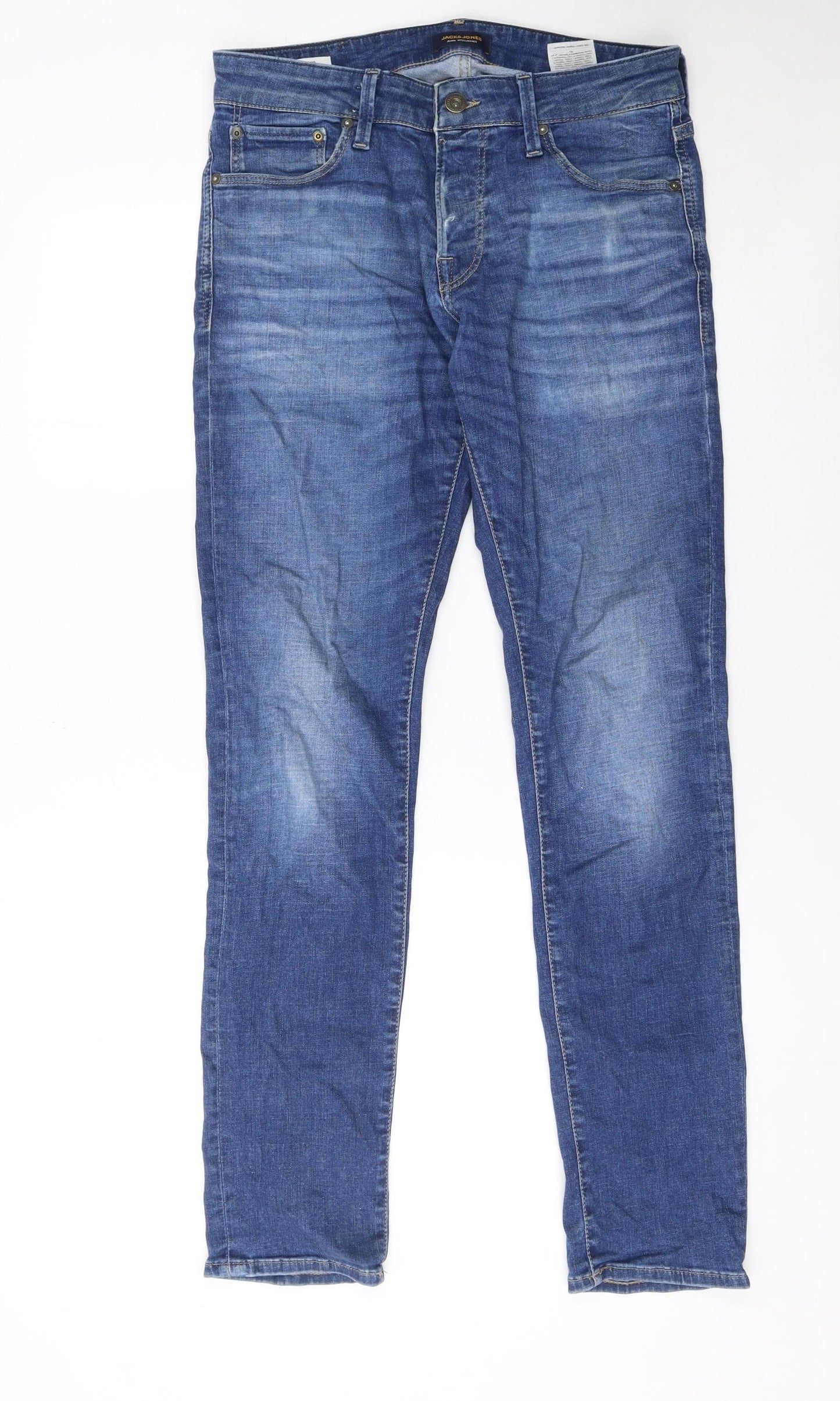 Jack & Jones Men's Blue Straight Jeans 32x32 Cotton Denim