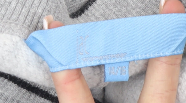 Jac Womenswear Women's Grey Cotton Blend Relaxed Fit Sweatpants Lounge 14/16