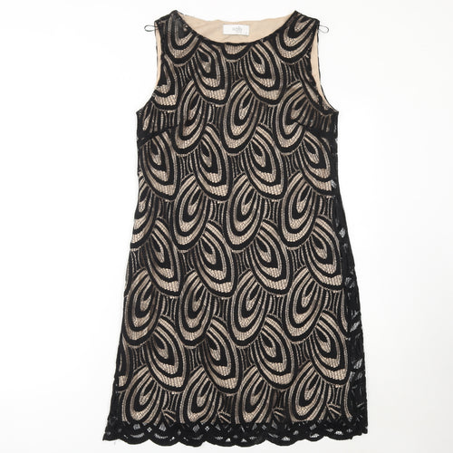 Wallis Women’s Black Lace Shift Dress UK 10 Sleeveless Knee Length Party