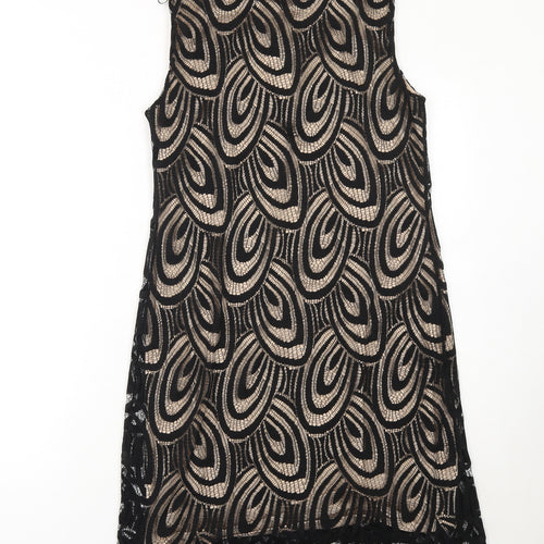 Wallis Women’s Black Lace Shift Dress UK 10 Sleeveless Knee Length Party