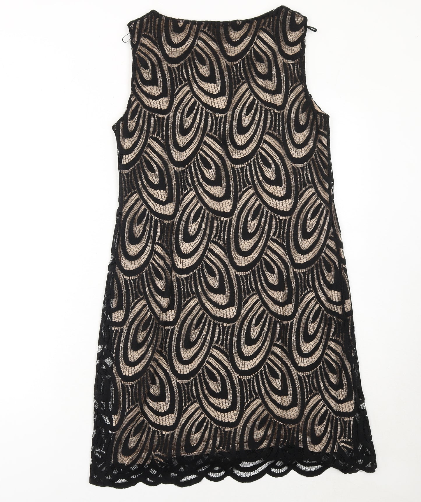 Wallis Women’s Black Lace Shift Dress UK 10 Sleeveless Knee Length Party