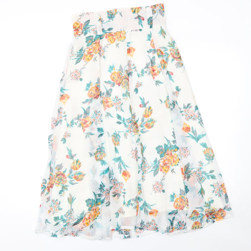 Matsuda Womens Floral A-Line Midi Chiffon Skirt L Multicoloured