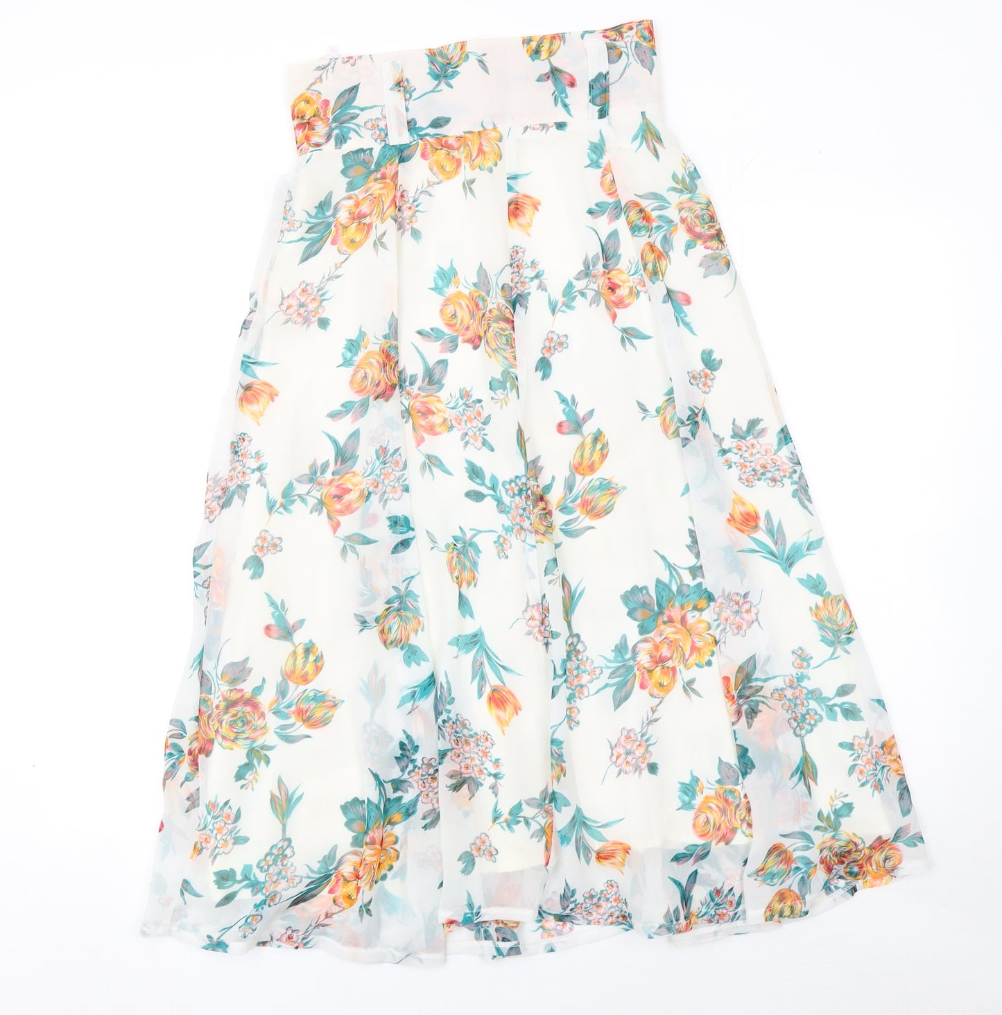 Matsuda Womens Floral A-Line Midi Chiffon Skirt L Multicoloured