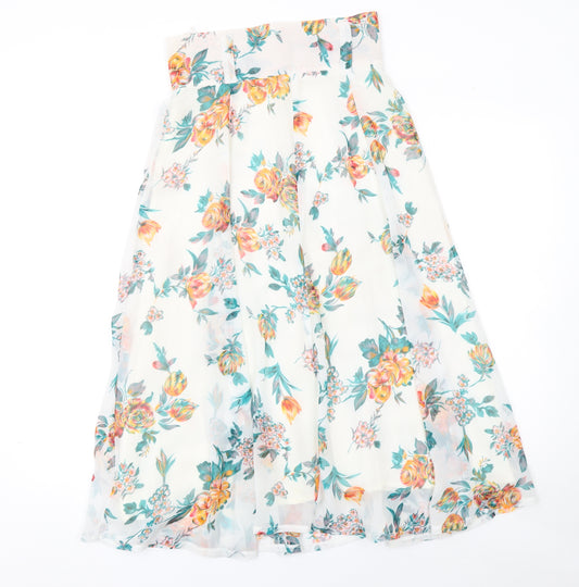Matsuda Womens Floral A-Line Midi Chiffon Skirt L Multicoloured