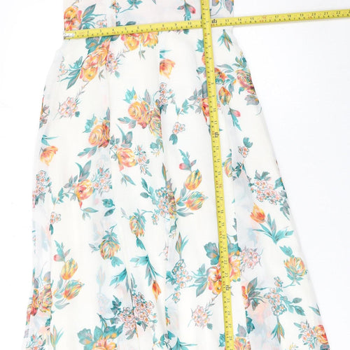 Matsuda Womens Floral A-Line Midi Chiffon Skirt L Multicoloured