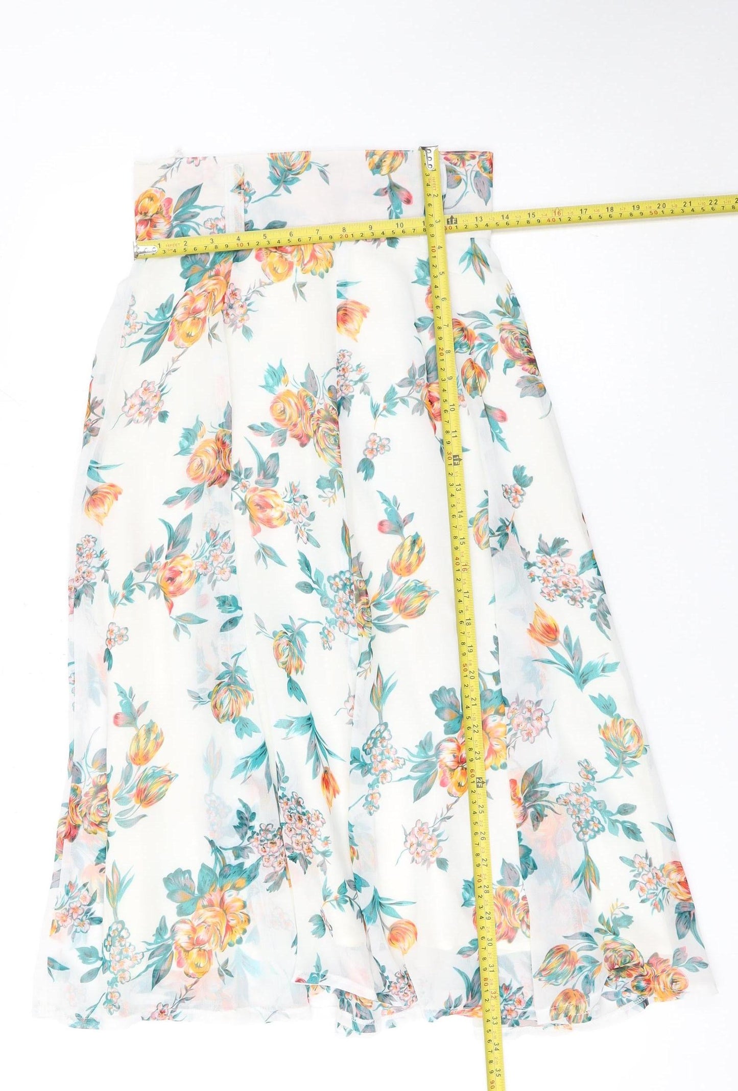 Matsuda Womens Floral A-Line Midi Chiffon Skirt L Multicoloured