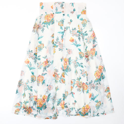 Matsuda Womens Floral A-Line Midi Chiffon Skirt L Multicoloured