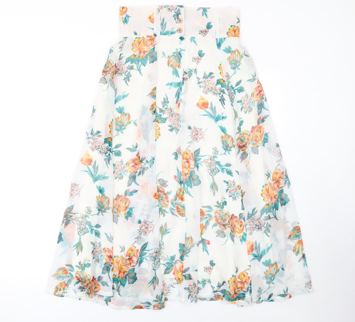 Matsuda Womens Floral A-Line Midi Chiffon Skirt L Multicoloured