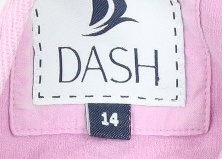 DASH Womens White Pink Striped Henley Sweatshirt Size 14 Cotton Blend