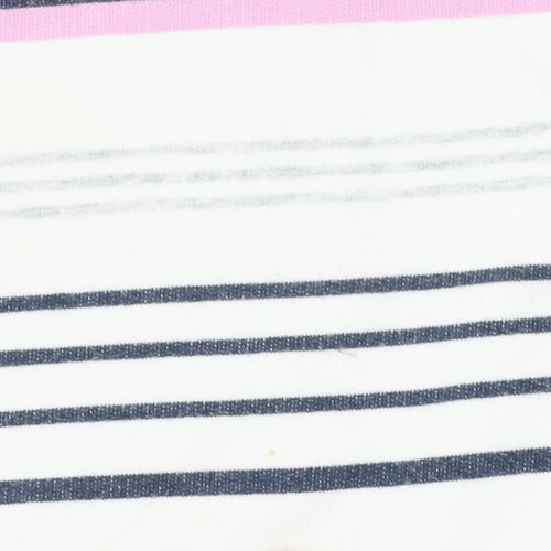 DASH Womens White Pink Striped Henley Sweatshirt Size 14 Cotton Blend