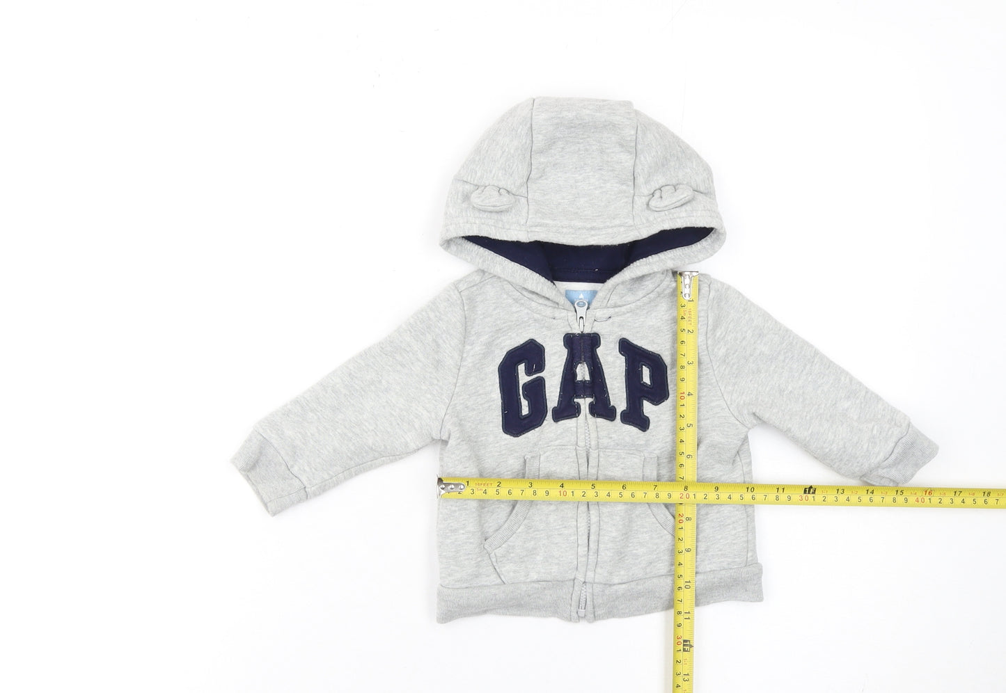 GAP Unisex Baby 6-12 Months Grey Hooded Logo Zip Jacket