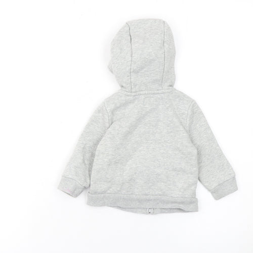 GAP Unisex Baby 6-12 Months Grey Hooded Logo Zip Jacket
