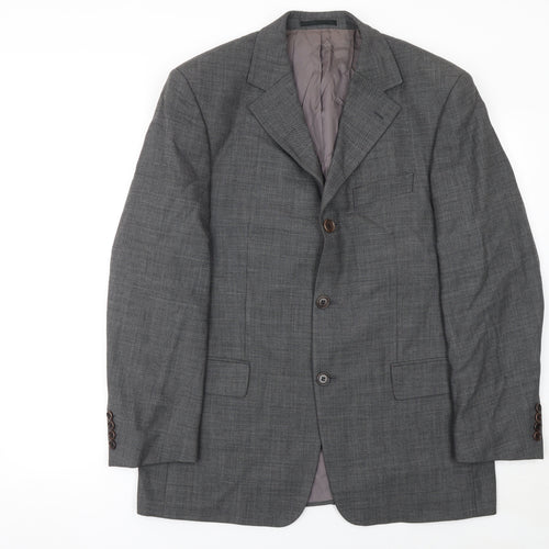 Hugo Boss Men's Grey Wool Blazer Jacket 40R Classic Notch Lapel