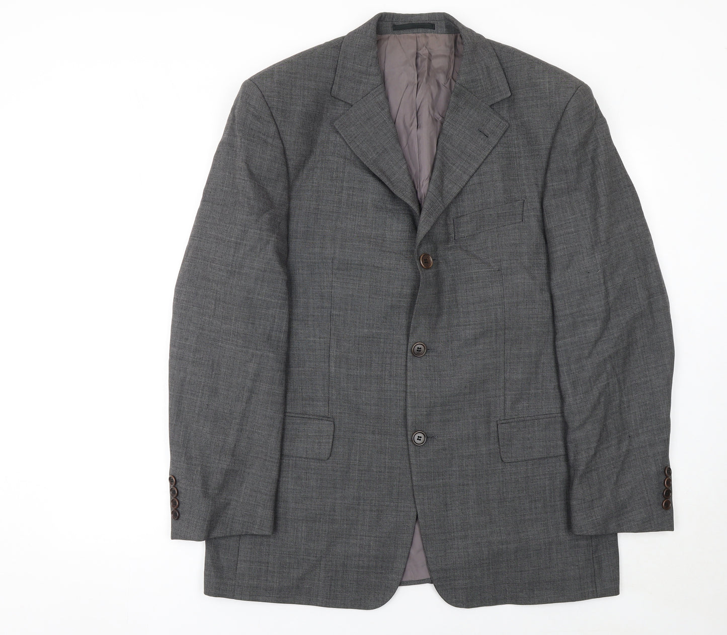 Hugo Boss Men's Grey Wool Blazer Jacket 40R Classic Notch Lapel