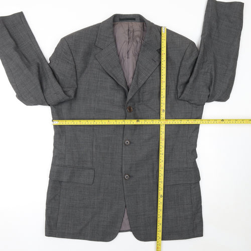 Hugo Boss Men's Grey Wool Blazer Jacket 40R Classic Notch Lapel