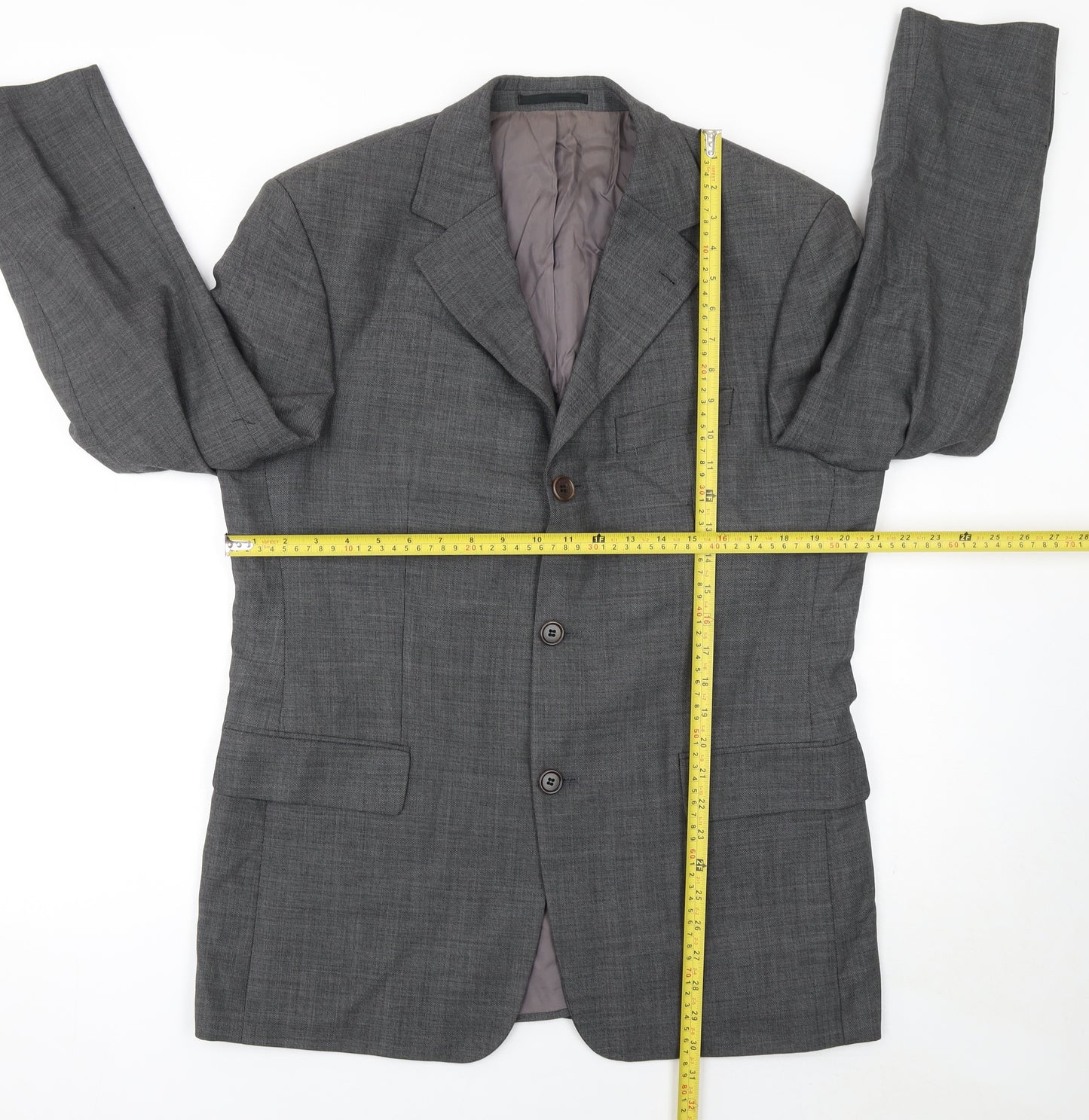 Hugo Boss Men's Grey Wool Blazer Jacket 40R Classic Notch Lapel