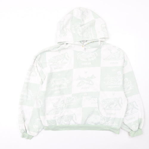 From Under Women's Mint Green Zodiac Print Hooded Pullover Sweatshirt Size S