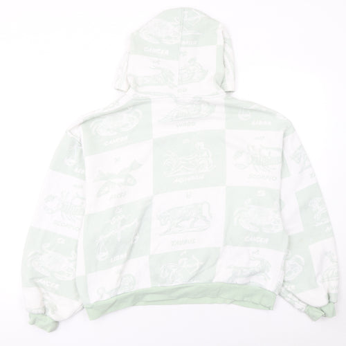From Under Women's Mint Green Zodiac Print Hooded Pullover Sweatshirt Size S