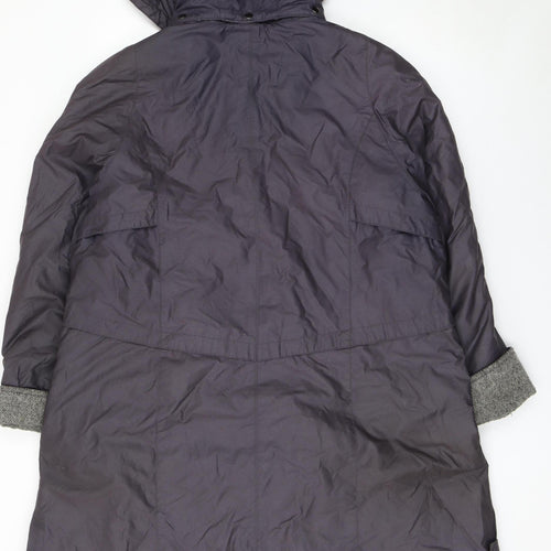 Junge Women’s Grey Hooded Rain Coat Size 18 Long Button Up Jacket